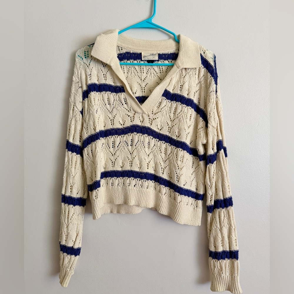 Universal Thread Cream & Navy Striped Sweater